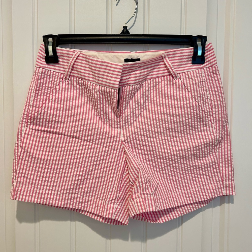 J. Crew Pink and White Seersucker Shorts Classic Summer Style